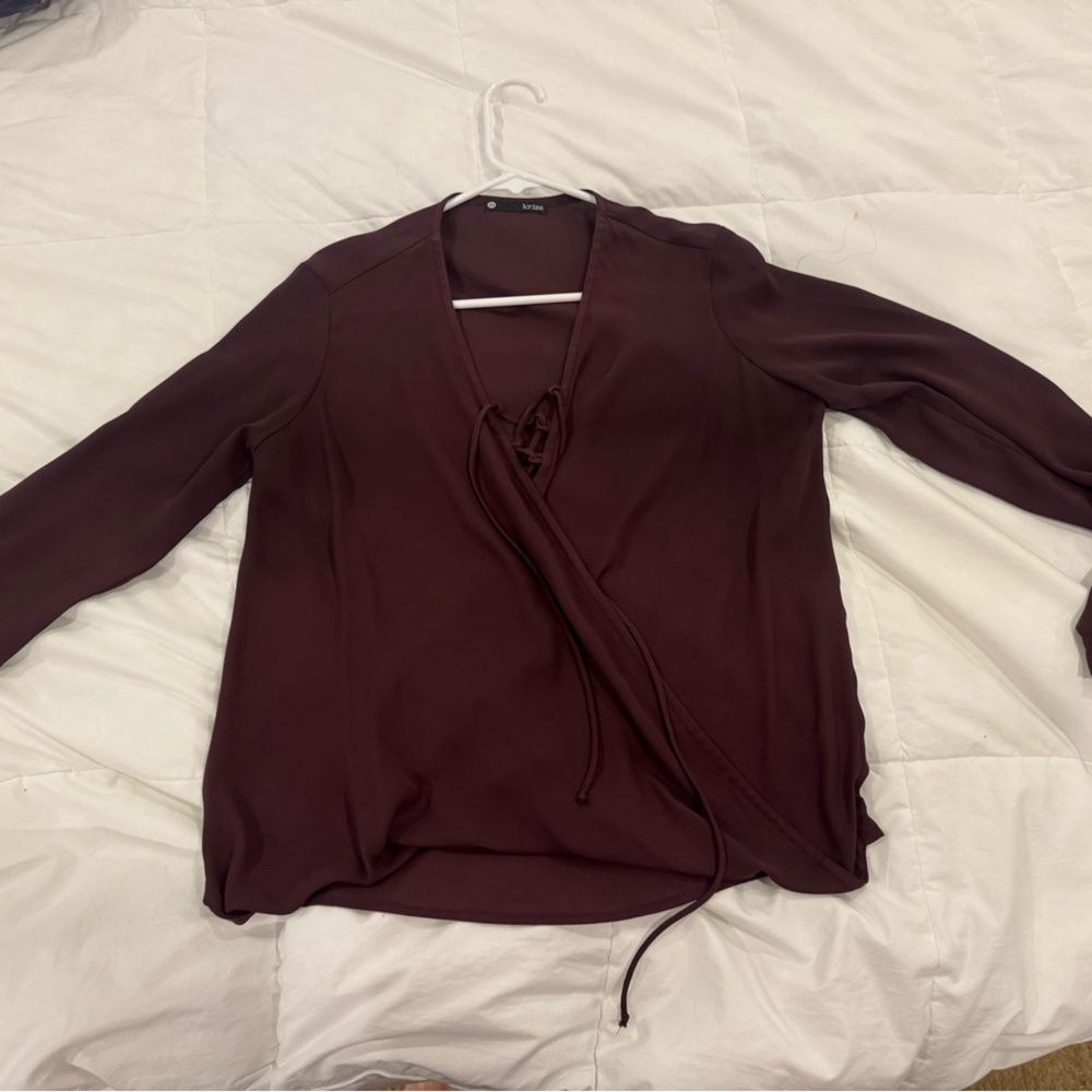Elegant Burgundy Wrap Blouse